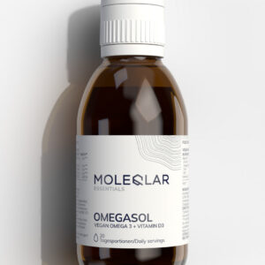 MoleQlar OmegaSOL omega-3 vegano con vitamina D3, bottiglia da 100 ml